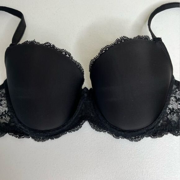 Victorias Secret Dream Angels Black Lined Demi Lace Trim Bra Women 32DD / 32E - Picture 8 of 15